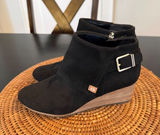 Dr. Scholls Be Energized Black Wedge Ankle‎ Boots Buckle Zip Booties Womens Photo 0