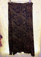 Bohemian Paisley midi Skirt vintage brown black 90s medium euc Photo 0