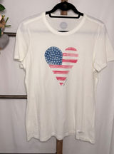 Life is Good Womens Crusher Tee White American Flag Heart Graphic T-Shirt Size M Photo 0