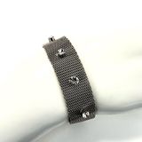 Silver tone mesh rhinestone vintage bracelet Photo 0