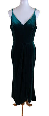 Revelry Emerald Green‎ Velvet Midi Dress Slip Formal Bridesmaid 12 Photo 0