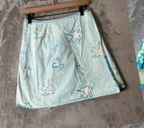 Vintage Lilly Pulitzer Reversible Floral Fish A-Line Mini Skirt Blue Green 2 Photo 0