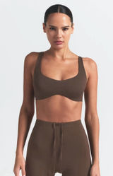 Nike Skims Matte Shaped Bottom Scoop Bra Dark Sepia Size Small Photo 0