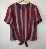 Madewell Striped Tie Front Top Size Medium Rosalinda Beachy Retro Summer Blouse Photo 0