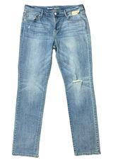 Old Navy Size 8 Jeans Mid Rise Straight Leg Distressed Knees Blue Joshua‎ Tree Photo 0
