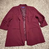 Apt 9 Womens XXL Burgundy Open Front Ruched 3/4 Sleeve Shawl Collar Blazer Photo 0
