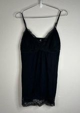 Jaclyn Smith Black Lace Trim Slip Dress - Size Small Photo 0