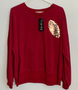 Timing‎ red crewneck sequined football Game Day Sweatshirt size small Photo 0
