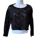 Natural Life WomenBlack Floral Lace Long‎ Sleeve Crop Top Sheer Boho XS Festival Photo 0