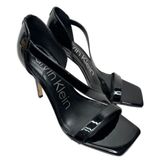 Calvin Klein Sandals Women Size 5.5 Black Patent Leather Square Toe‎ Dress Heels Photo 0