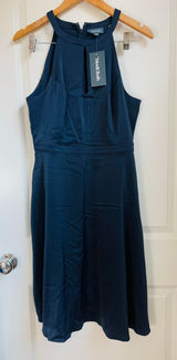 Modcloth NEW Halter Dress Sz 10 Navy Blue Keyhole Halter Neck Formal Photo 0