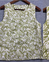 Rachel Zoe Womens Tank Top S Green White Linen Sleeveless‎ Reversible Photo 0