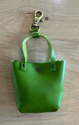 Portland Leather Teeny Tiny Tote Keychain bag charm green NWOT Photo 0
