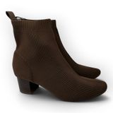 Joie Brown Ribbed Sock Knit Ankle Boots Sz 8 Block Heel Sweater Bootie Chic Photo 0
