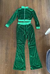 Green Velvety Jumpsuit Set Photo 0