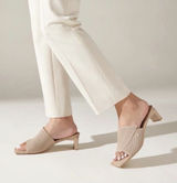 Vivaia Jade Pro Heels Womens 9.5 41 Beige Square Toe Slip On Block Heel Sandals Photo 0