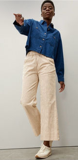 Everlane The Easy Pant in Canvas Gold Stripe Size 8 Photo 0