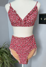 J. Crew Floral Print Bikini High Waist‎ Bottoms & Ruffle on Top Bottom-XS Top-M Photo 0