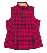 Duluth TRADING Womens Small Sherpa Lined‎ Plaid Vest Red Black Zip Up Quilted Photo 0