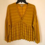 Lucky Brand Loose Fit Ruffle Edge Top Blouse M Long Sleeve Photo 0