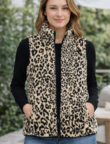 Chaps Ralph Lauren Leopard Fleece Vest Cozy Mob Wife Indie Sleaze Sz L Cabincore Photo 0