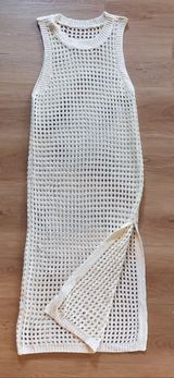 Shade&Shore Women's M Crochet Cover Up Midi Dress White, Boho, Cottage, Summer Photo 0
