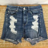 American‎ Eagle Hi-Rise Shortie Distressed Denim Shorts Size 6 Photo 0