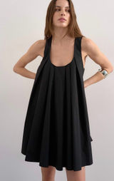 Topshop poplin full hem pleated mini sundress Black Feminine Minimalist Dress Photo 0