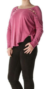 Free People We the Free Faded Pink Raw Trim with Criss Cross Shoulders Top Photo 0