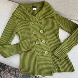 Vintage Mingle Green Ribbed Hooded Cardigan L Y2K Twee Indie Fairy Fall Cyber Photo 0