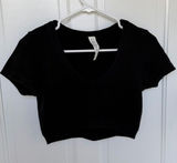 Alo Yoga Seamless Ribbed Cropped Serene Short Sleeve Top‎ Black M Photo 0