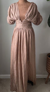 Vici Harvest Nights Plisse Empire Maxi Dress Bronze Photo 0