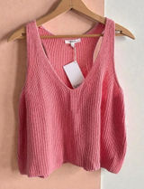 Splendid Collection Womens Pink Knit Racerback V-Neck Tank Top Size L NWT Photo 0