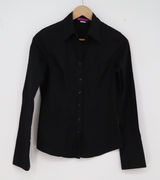 MOJO U.S.A. Button-Down Womens XS Black Long Sleeve Stretch Cotton Excellent Photo 0