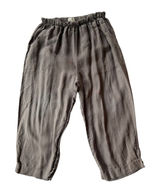 Mosaic USA Pants Women Large Gray Good Cropped Wide Leg Linen Elastic Waist Photo 0
