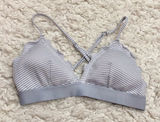 H&M Seersucker Striped Ruffle Bikini‎ Top Blue periwinkle 6 Photo 0