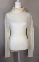 Zara SRPLS Turtleneck Sweater Womens‎ S Cream Sheer Open Knit Minimalist Neutral Photo 0