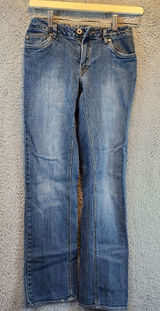 Levis‎ Jeans Womens 14 (Fits 25x28) Medium Wash Stretch Low Rise Straight Leg Photo 0