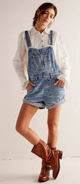 We The Free FREE PEOPLE Ziggy Denim Overalls Shortalls Size Medium M Shorts Photo 0