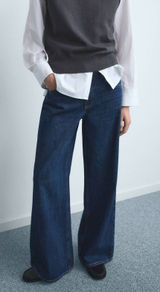MNG Mango High Rise Wide Leg Jeans Womens US 4 100% Cotton Photo 0