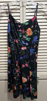 Old Navy Floral Print Smocked Back Black/Mutli Mini‎ Sun Dress Size M Adj Straps Photo 0