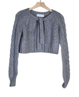 Design History Women's L Pure Cashmere Gray Cable-Knit Cropped Cardigan Photo 0