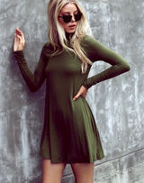 NWT Lulus Sway Girl Sway Olive Green Swing Dress M Photo 0