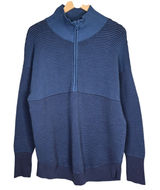 OFFLINE by Aerie Home Stretch Ribbed Sweater Quarter Zip Blue Pullover Sweater L Photo 0