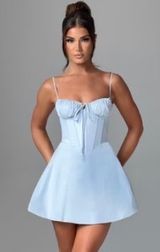 LIGHT BLUE Corset Lacy Mini Dress Photo 0