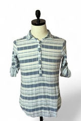 Columbia Fisherman Women's Striped Button Up Roll Tab Shirt Small Photo 0