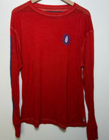 Free People Women Keep Rolling Shirt‎ XS Red Graphic Long Sleeve Logo Thumbhole Photo 0