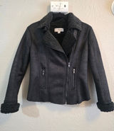 Calvin Klein faux leather moto jacket Shearling fleece lining S Photo 0