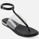DKNY Ava Ankle T-Strap Thong Sandals Women's 6 Black Clear Minimalist Modern‎ Photo 0
