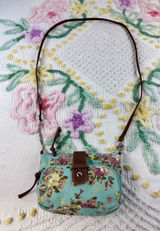 Mint Floral Canvas Crossbody Bag Small Rose Print Shoulder‎ Purse NB15A114 Photo 0